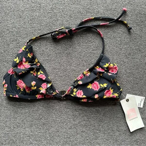 Quicksilver Floral Ruffle Womens Bikini Top XS NWT